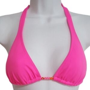 Billabong Womens XS Extra Small Swimsuit Padded Halter Bikini Tie Top Hot Pink